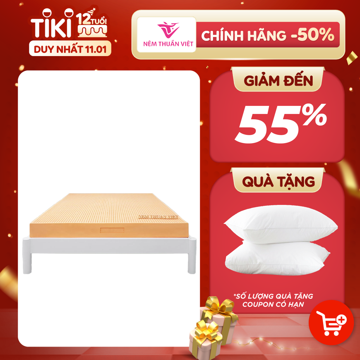 (1m6x2mx5cm) Nệm Cao Su Thuần Việt Deluxe 100% Cao Su Thiên Nhiên, Bền Bỉ, Thoáng Mát, Êm Ái