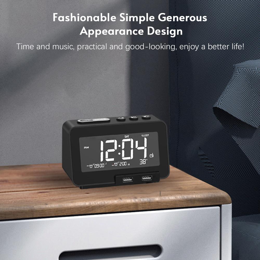 Đồng Hồ Báo Thức Radio K5 Loa Bt Có Đèn Nền Lcd Hiển Thị Nhiệt Độ Màn Hình