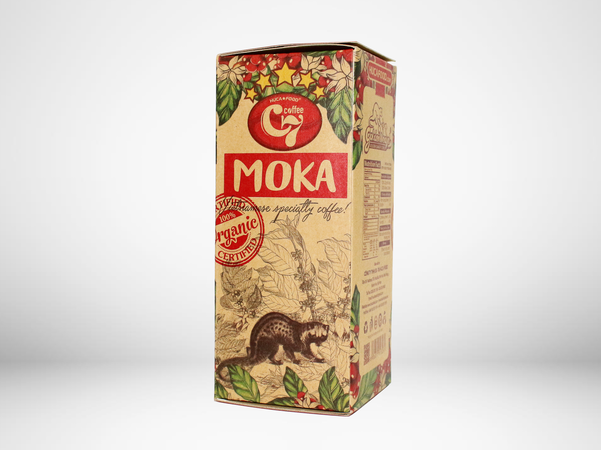 Cà Phê Bột Moka Nguyên Chất 100% Con Chồn Vàng Hộp 350Gr - Huca Food