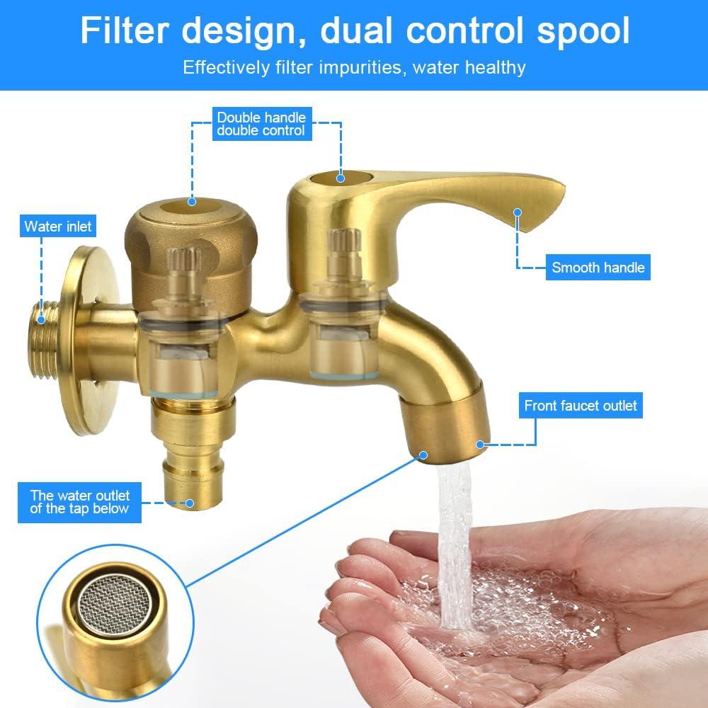 Vòi đôi Vòi vườn bằng đồng thau Tap Tap Anti-Gel Double Comput