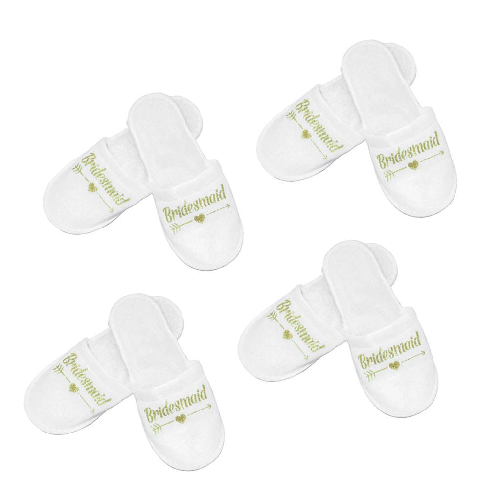4 Pairs Wedding Party Slippers Gold
