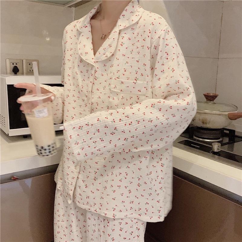 Bộ ngủ / mặc nhà Cherry Pyjamas dài 3 màu