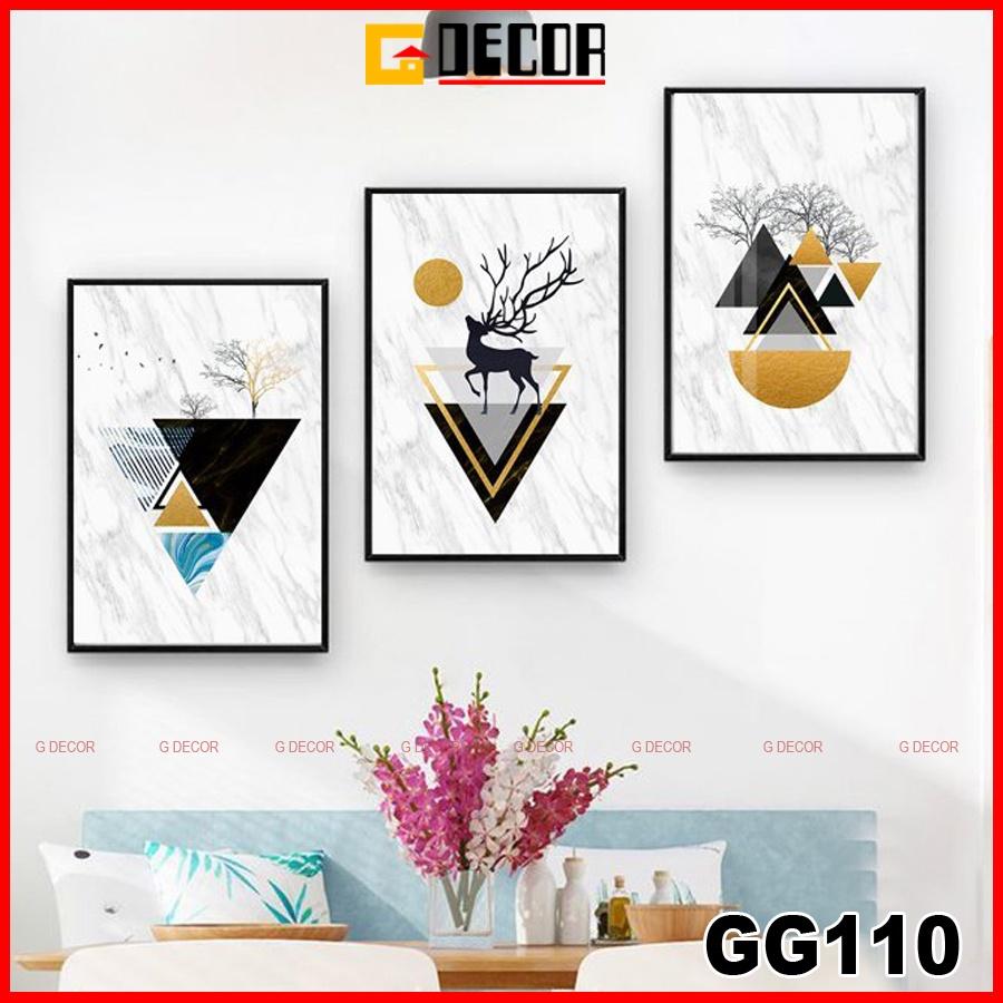 Tranh treo tường canvas 3 bức phong cách hiện đại Bắc Âu 110, tranh decor trang trí phòng khách, phòng ngủ, phòng ăn