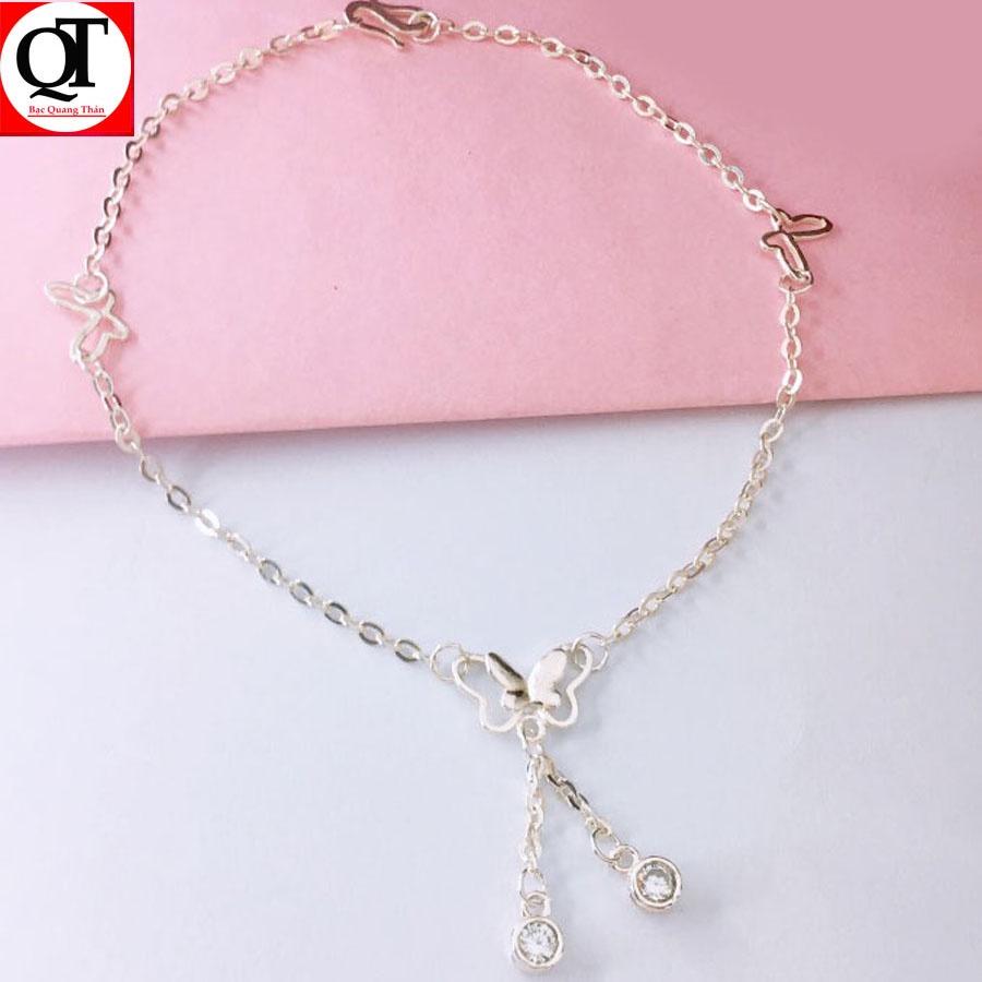 Lắc chân nữ con bướm chất liệu bạc ta Bạc Quang Thản - QTLC7