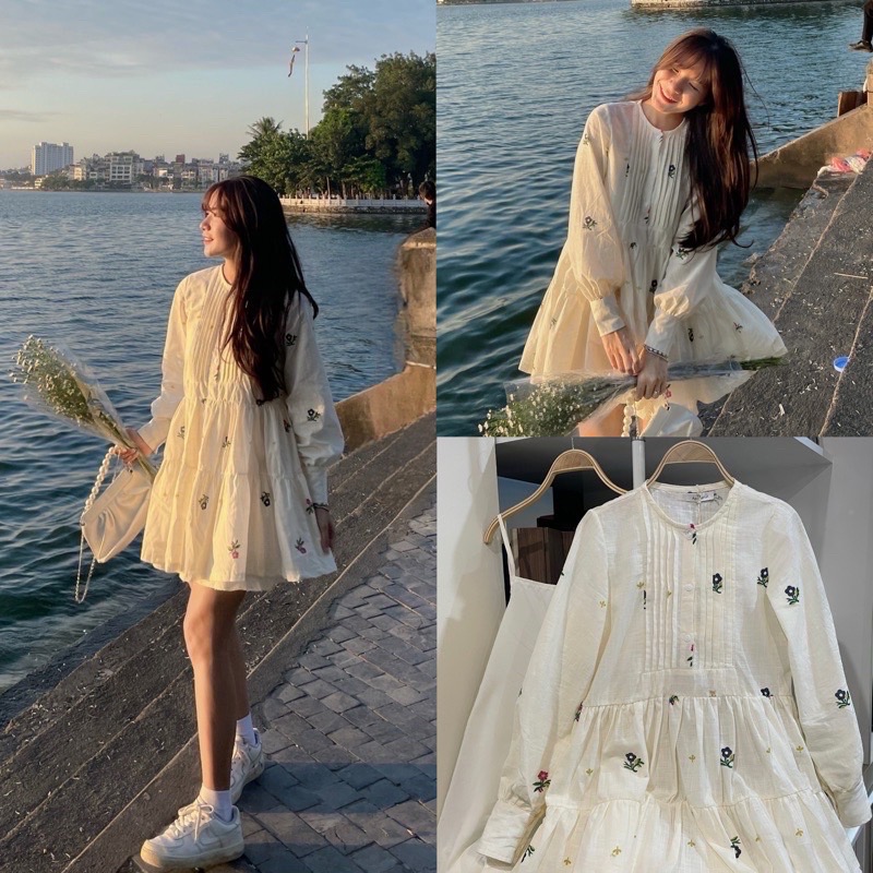 Đầm babydoll hoa ulzzang hàn quốc
