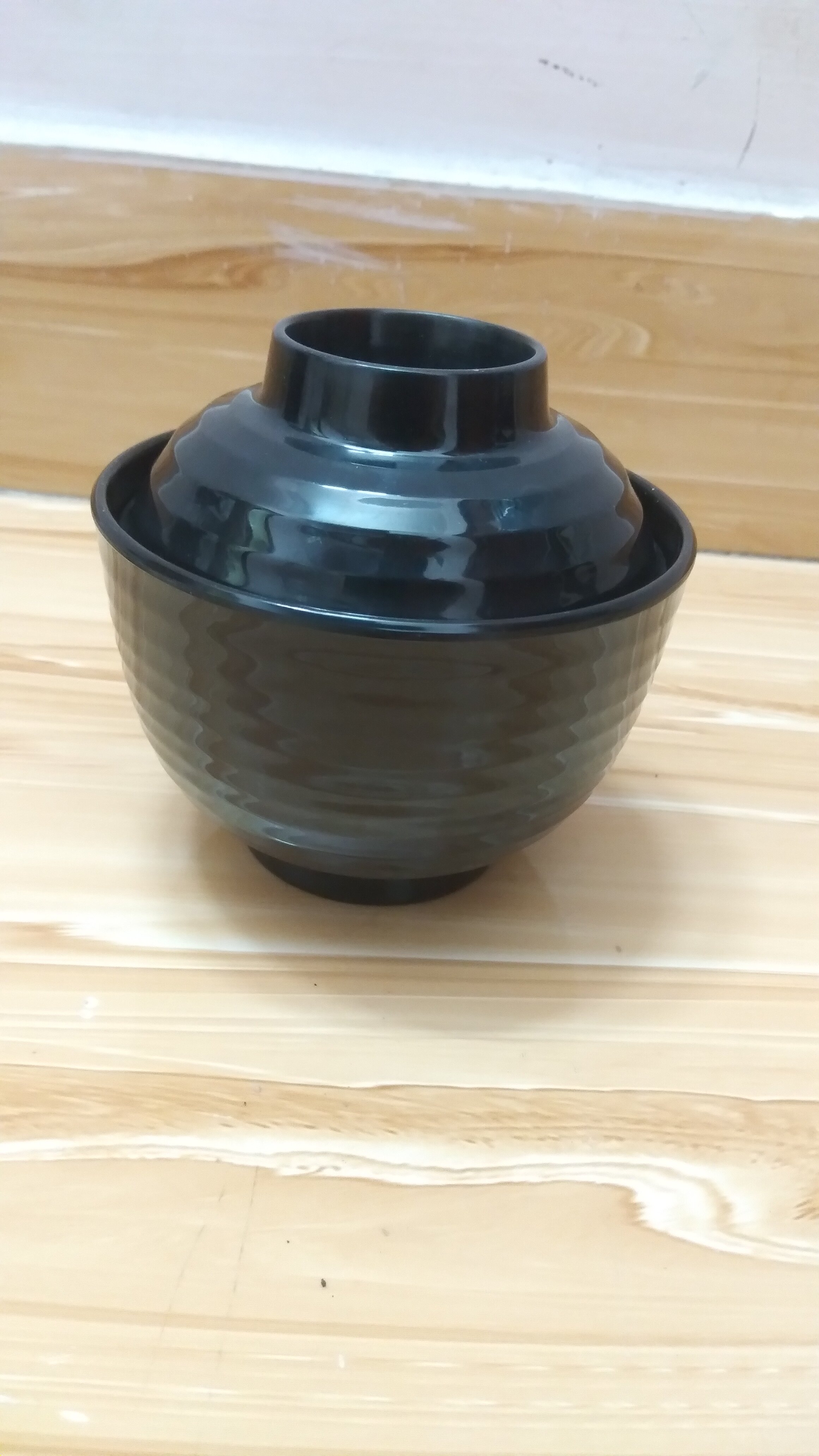 Chén đựng cơm,súp miso nhựa Melamine kiểu Hàn Quốc,Nhật Bản có nắp đậy Size 9.9 x 8.9 cm màu Đen/Trắng/Nâu