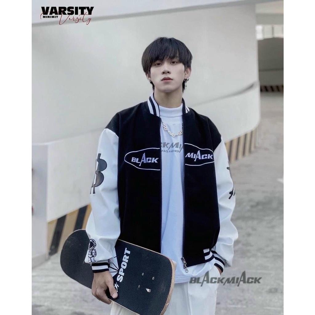 Áo khoác dù bomber jacket phối tay BLACK MIACK form rộng nam nữ unisex
