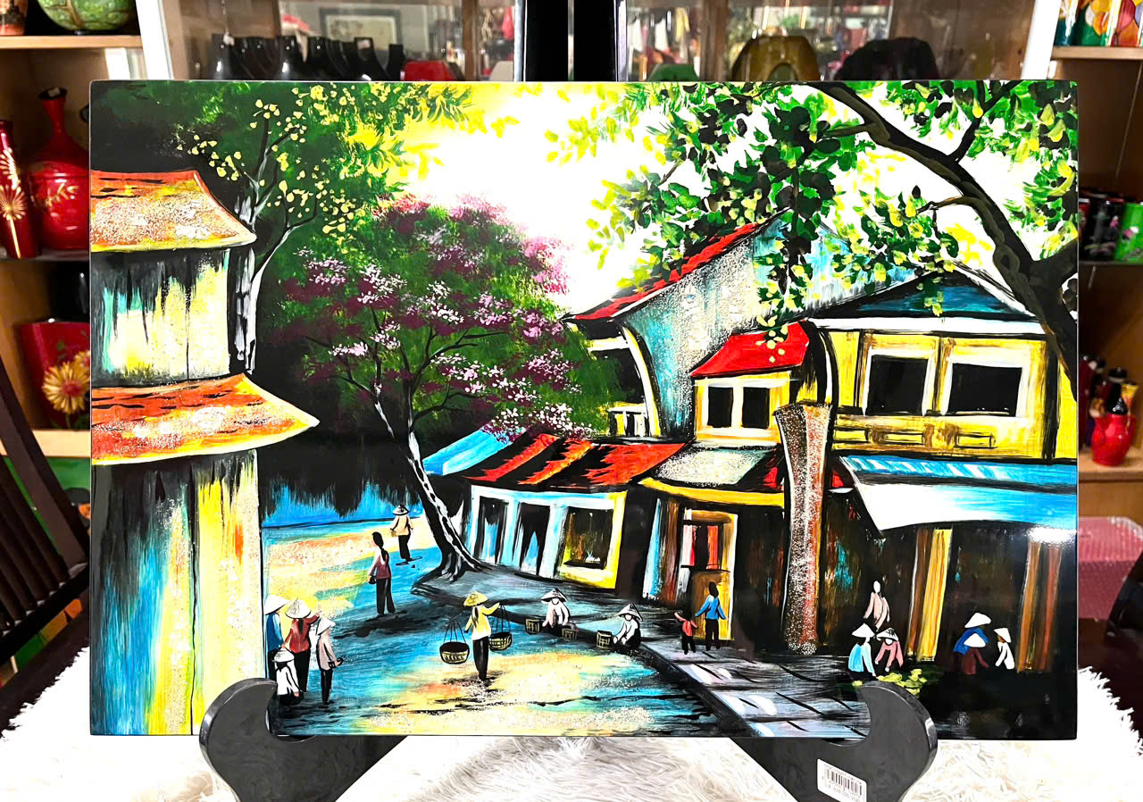 Tranh Sơn Mài - PHỐ CỔ VIỆT NAM | Size 40x60 cm | Hoài Niệm Thời Gian – Nghệ Thuật Sơn Mài Truyền Thống