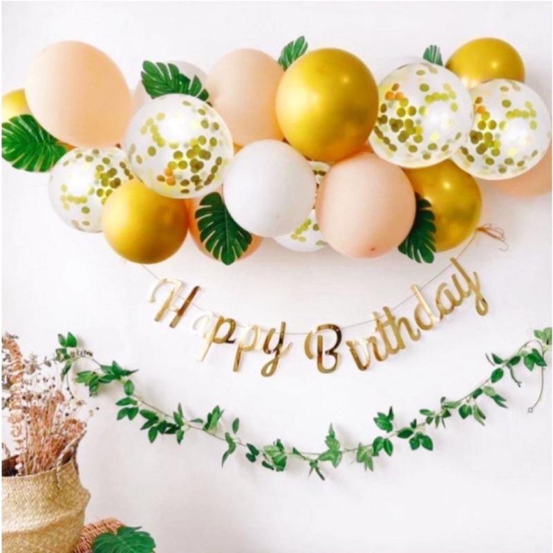 Dây Chữ Happy Birthday Sinh Nhật Tặng Dây Treo Ép Kim Phản Quang Lấp Lánh, Trang Trí