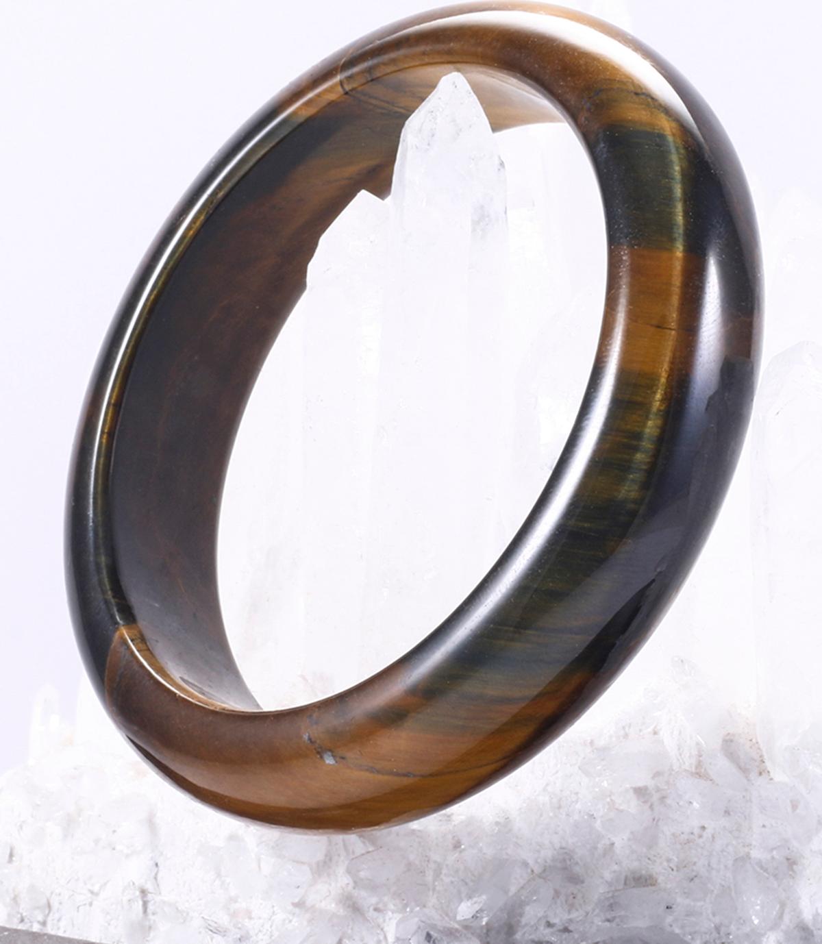 Vòng thạch anh mắt hổ vàng nâu bản hẹ ni 60 mệnh thổ, kim - Ngọc Quý Gemstones