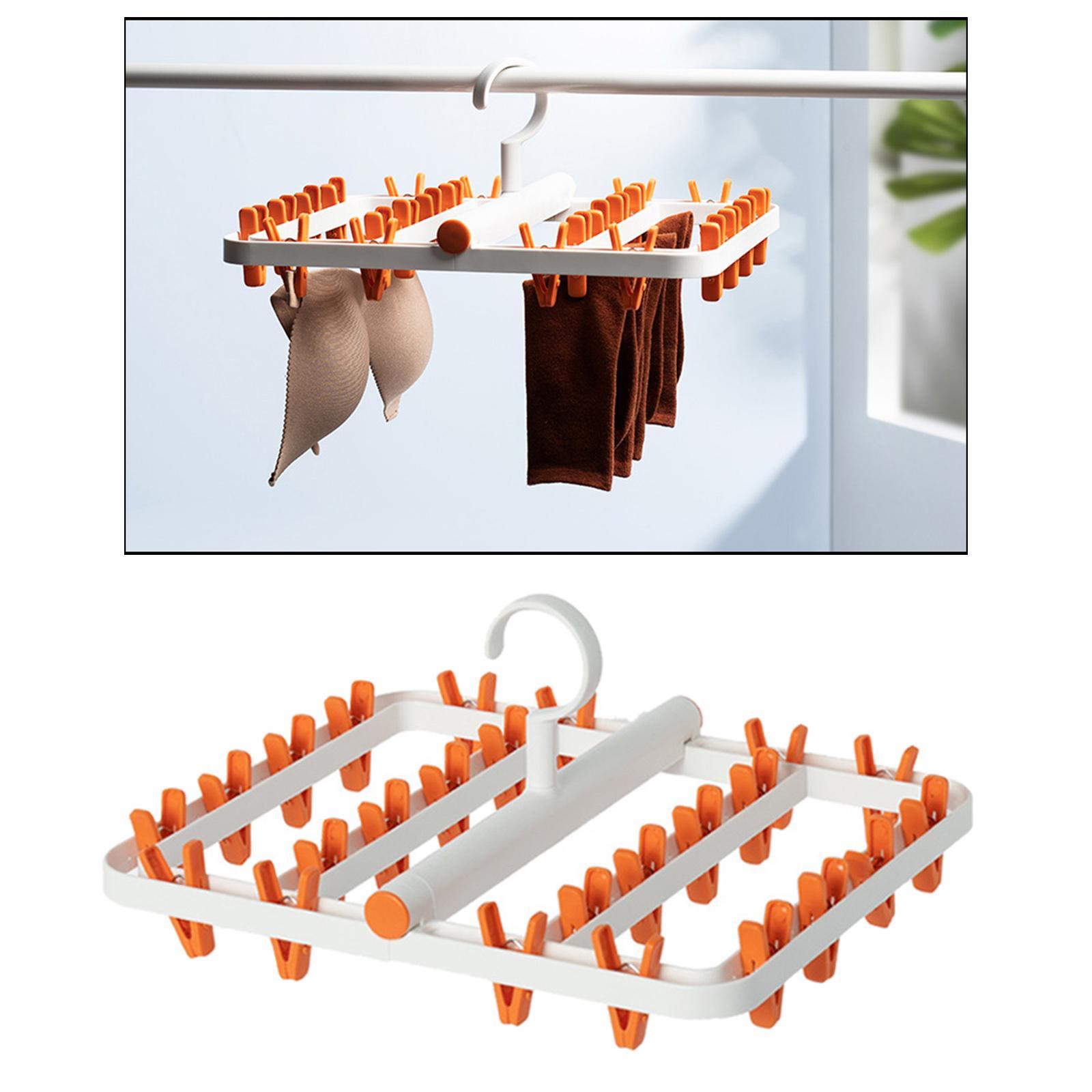 Foldable Socks Cloth Hanger Windproof Clothespin 24 Clips Household