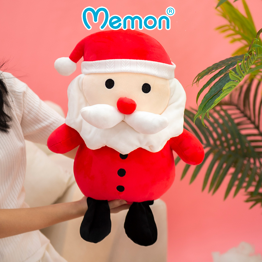 Gấu Bông Ông Già Noel Cúc Đen 30cm, 40cm Cao Cấp Memon - Gấu Bông Qùa Tặng Giáng Sinh