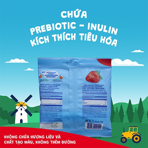 Combo 6 Gói Bánh gạo ăn dặm vị táo, dâu tây và chuối Fruto Nyanya 30g