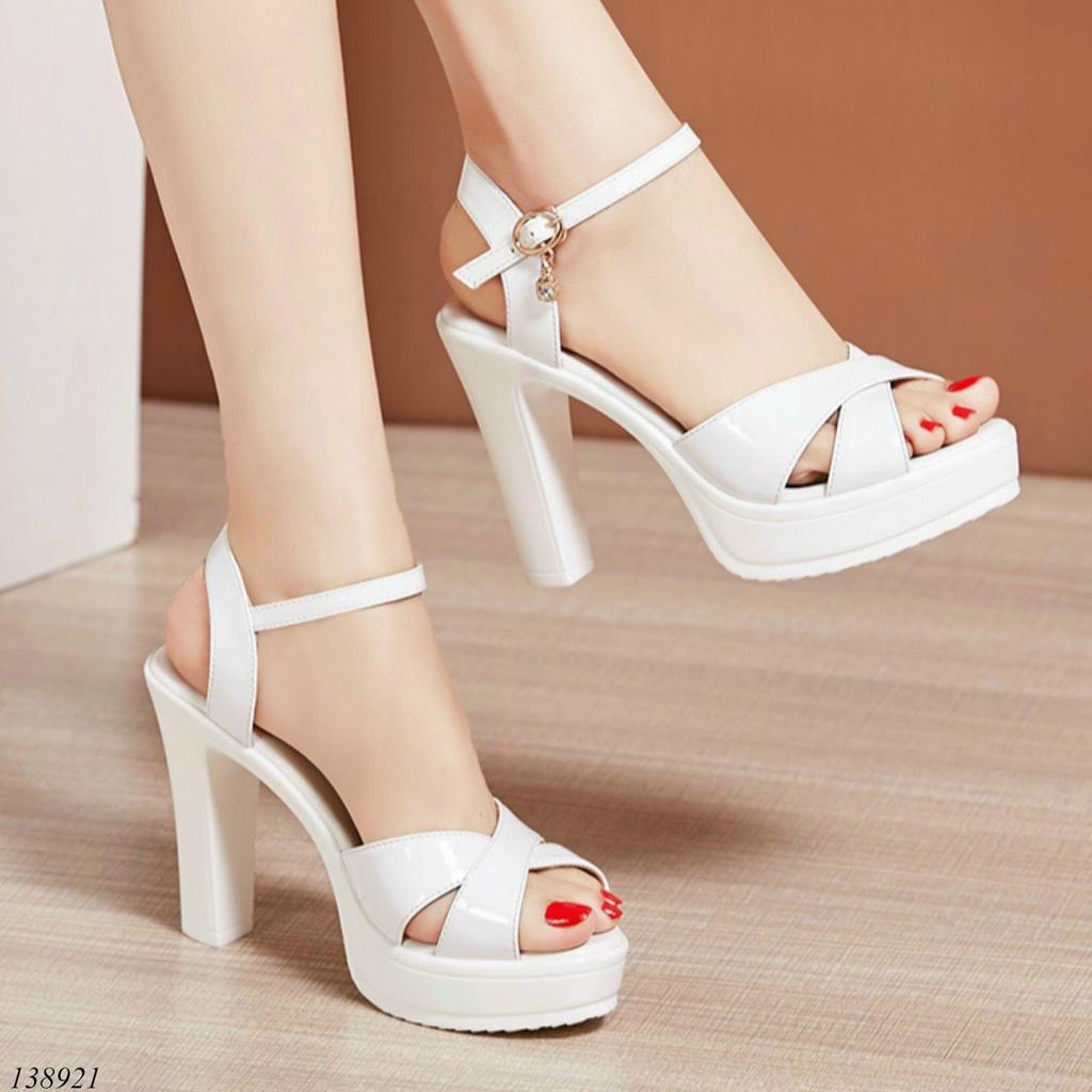 Giày sandal đế xuồng nữ 10cm,giày xăng-đan da cao gót cô dâu quai chéo gót cao 10 phân nhiều màu siêu nhẹ