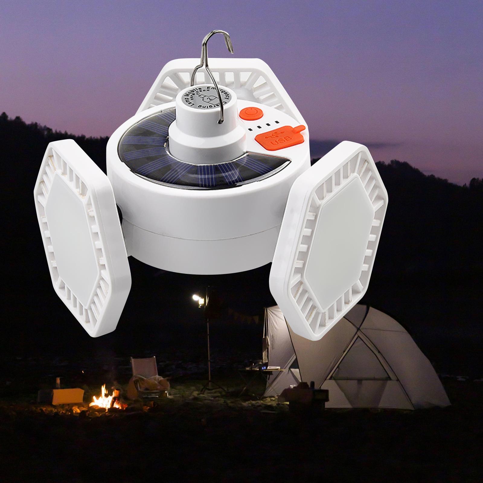 Solar Camping Lantern Light Bulbs LED Folding Portable for Patio Fishing Car