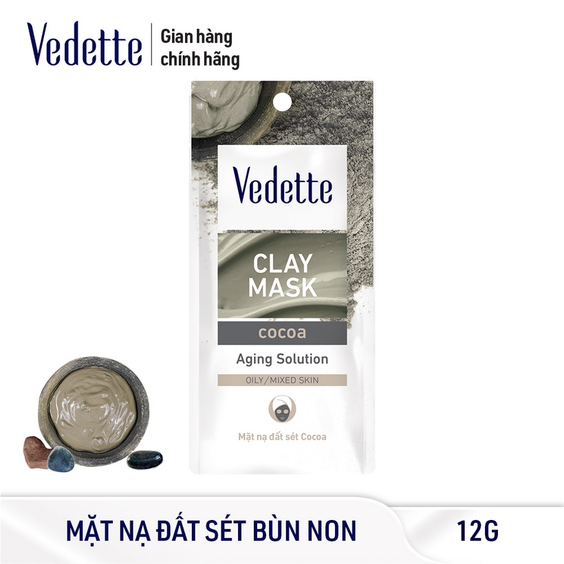 Combo 12 Mặt Nạ Đất Sét Làm Sạch Sâu Vedette ( Rosa, Mud, Cocoa, Pearl, Aloe Vera, Olive)