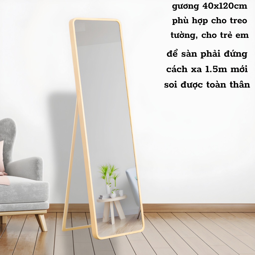 Gương soi toàn thân bo góc bằng gỗ thông cứng cáp, nhiều kích thước 40x120, 50x150, 50x160,