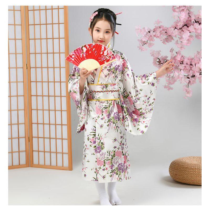 (CÓ SẴN) Trang Phục Kimono Cho Bé Gái, Bộ Yukata Trẻ Em Nhiều Màu Sắc