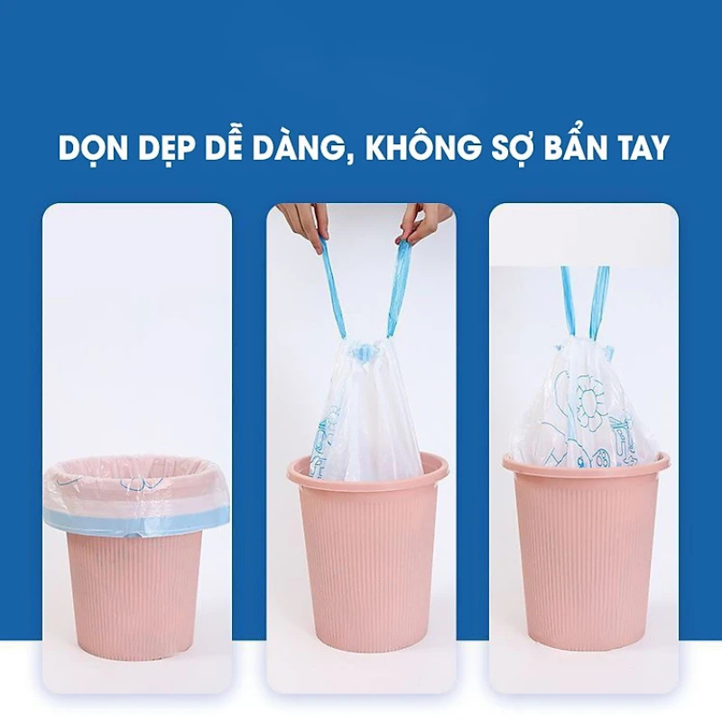 SIÊU HOT CUỘN 100 TÚI RÁC TỰ HUỶ SINH HỌC MINAIER Túi đựng rác dây rút Minaier cuộn 100 túi chịu nhiệt chống rò rỉ nước