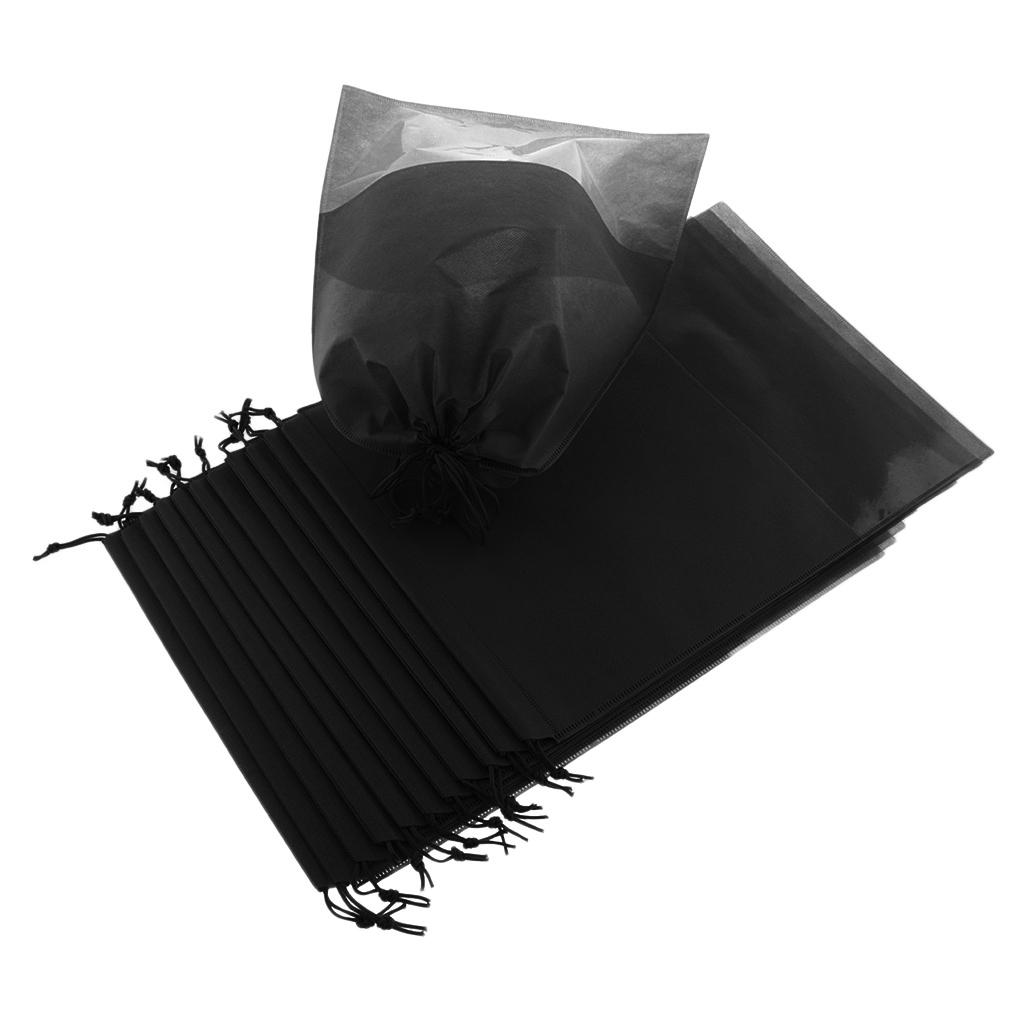 2X 12 Portable Drawstring Pouch Travel Storage Clothes Luggage Shoe Bag Black