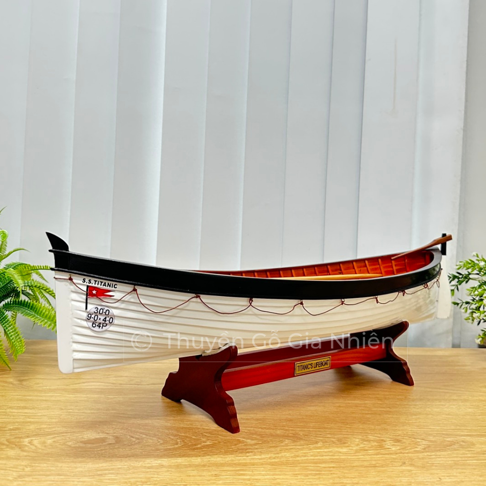 Mô Hình Thuyền Gỗ Phong Thủy Gia Nhiên, Thuyền Gỗ TITANIC'S LIFEBOAT, Dài 60cm, Thuyền Trang Trí Xuất Khẩu Chất Lượng Cao