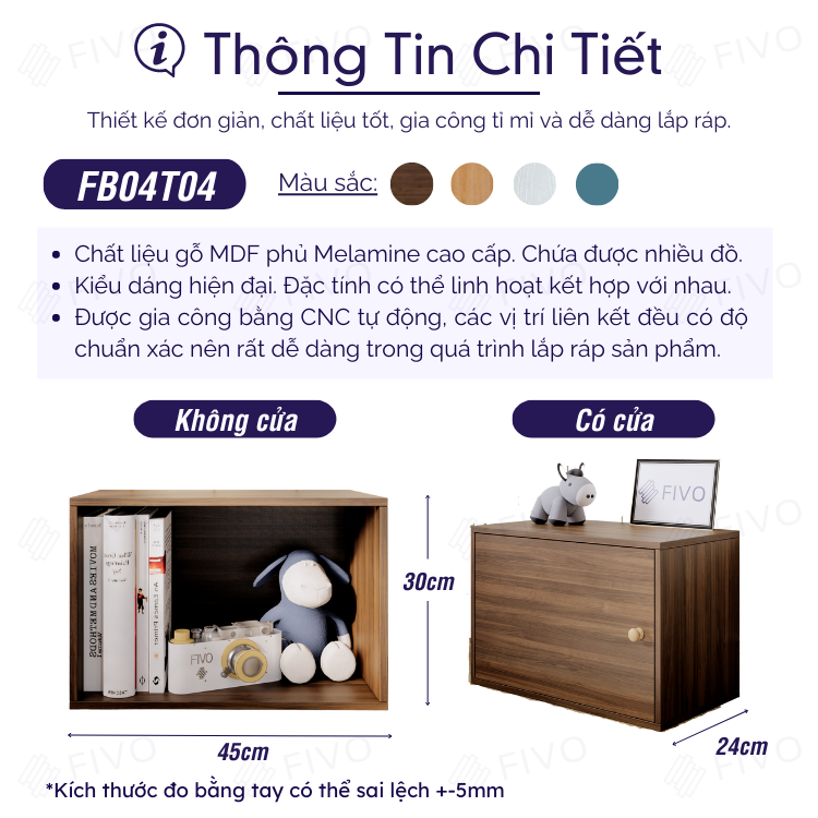 Kệ Sách Gỗ FIVO FB04, Chất Liệu MDF Chống Thấm Bề Mặt Cực Tốt, Thiết Kế Thông Minh Có Thể Kết Hợp Đa Tầng - Không Cửa