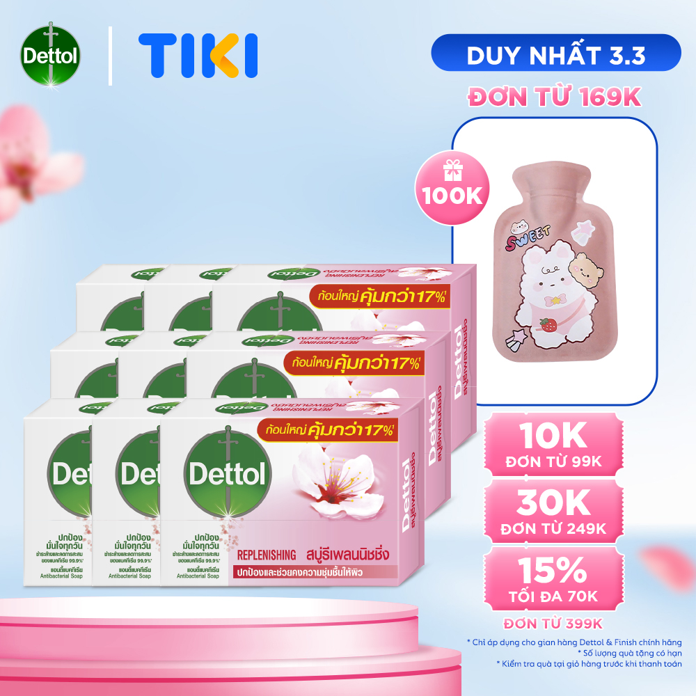 Combo 9 xà phòng Dettol kháng khuẩn dưỡng da 100g