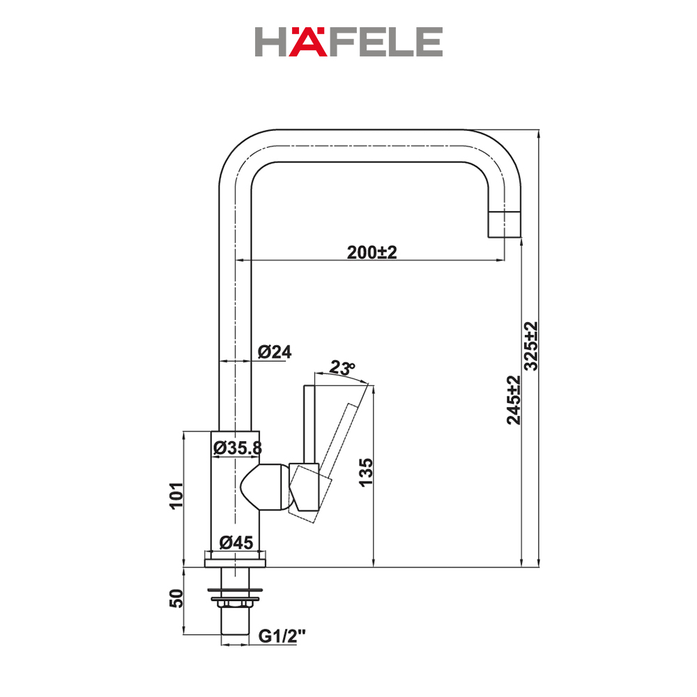 Vòi bếp Hafele HT21-CC1F245U - 577.55.260 (Hàng chính hãng)