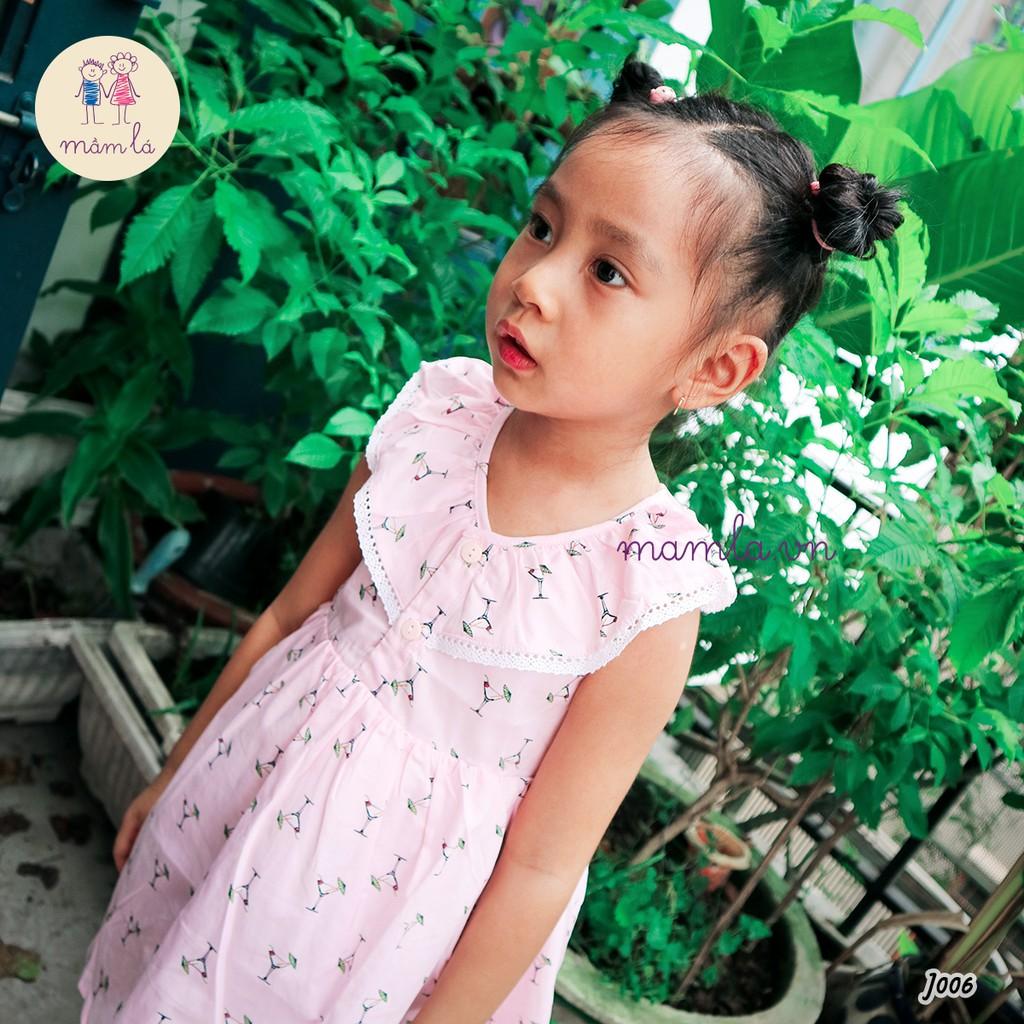 Đầm hồng nhạt cổ nhún ren họa tiết ly cocktail | 2Y-6Y