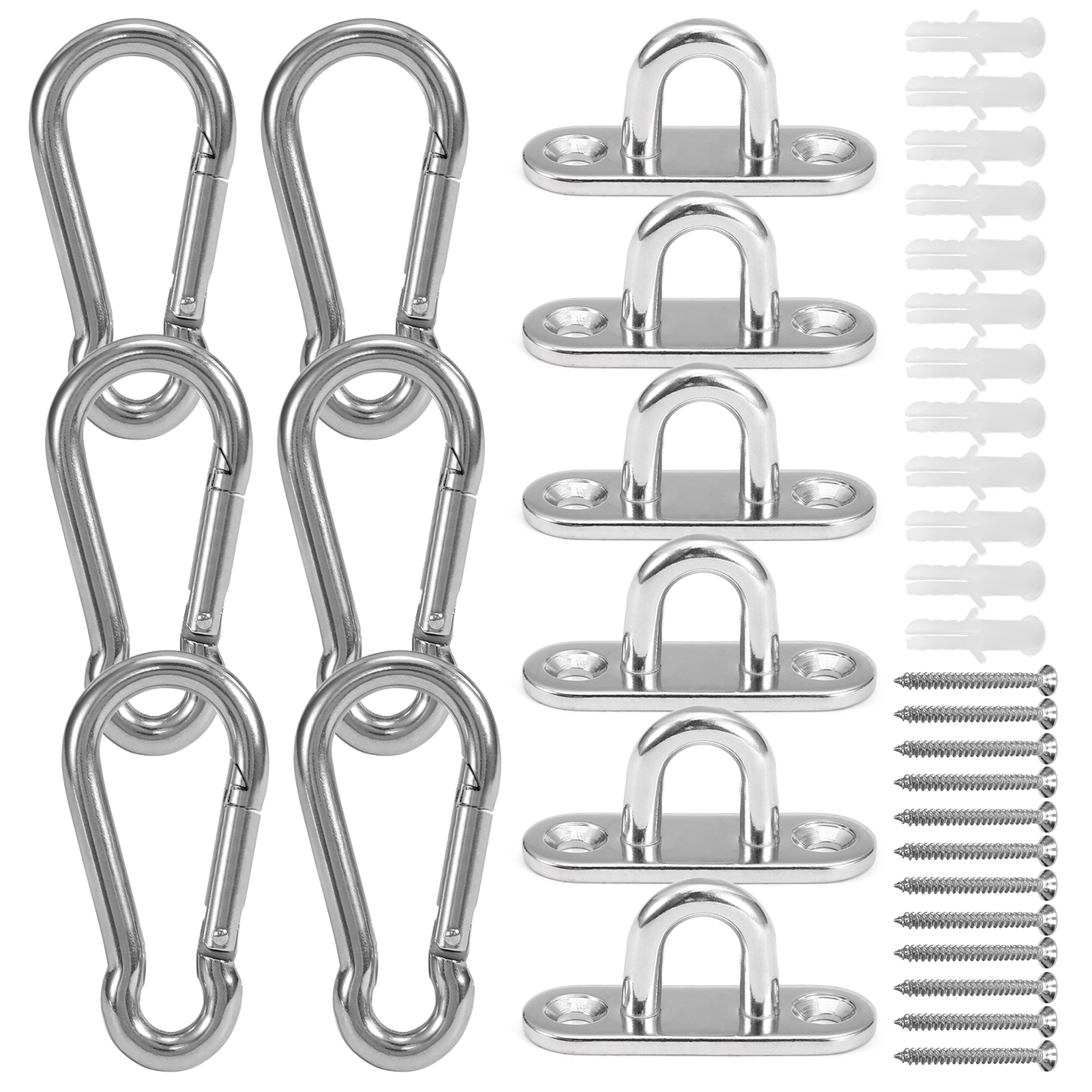 Bộ móc treo treo tường đa chức năng kèm khóa carabiners Vật liệu thép không gỉ 304 chịu lực, mạnh mẽ và bền