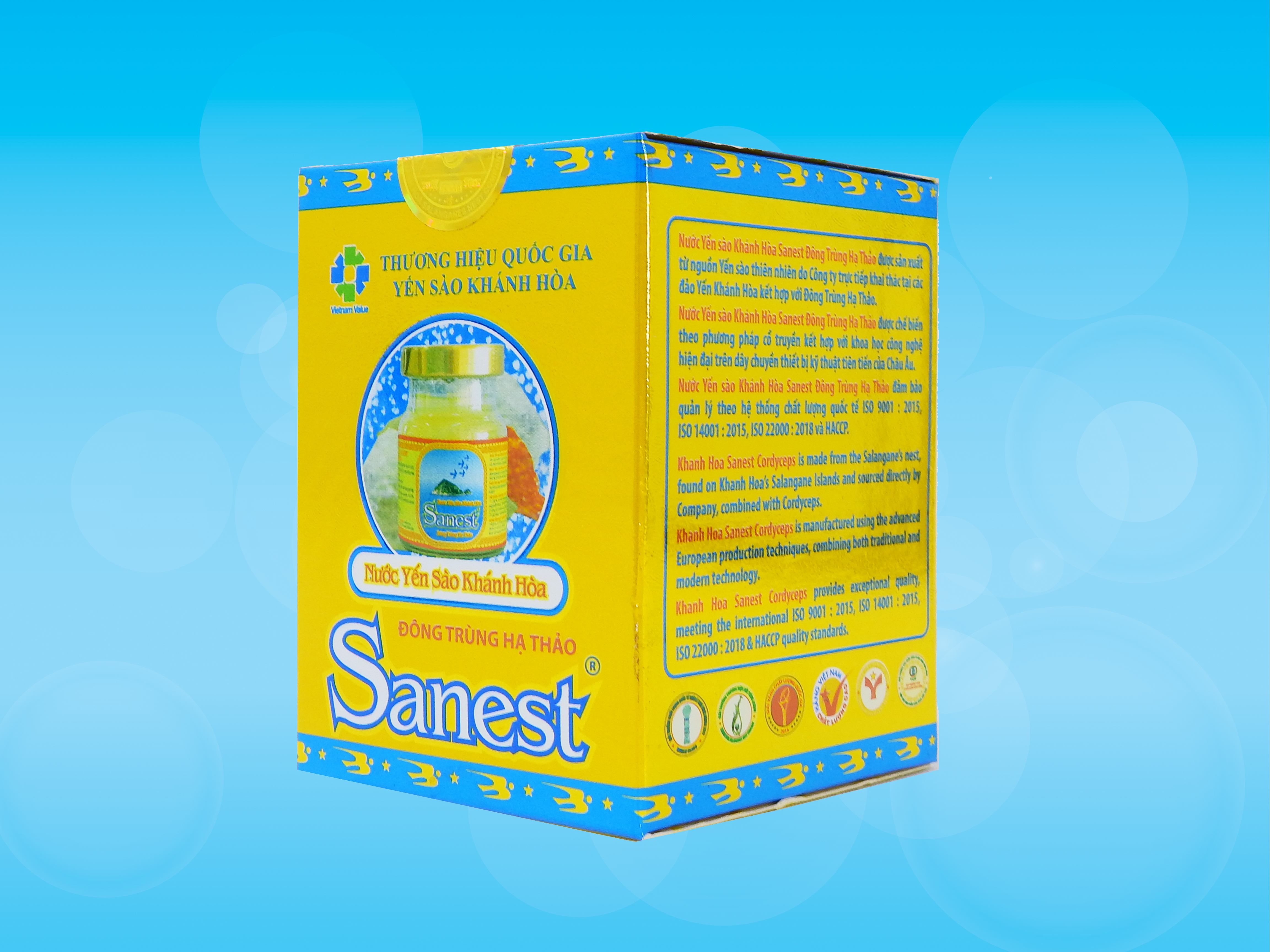 Nước Yến sào Khánh Hòa Sanest Đông trùng hạ thảo đóng lọ 70ml - 005