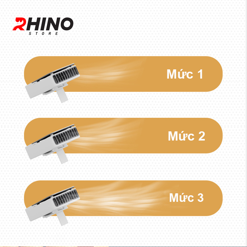 Quạt gió mini cầm tay Rhino F302 tích điện, 3 mức độ gió, pin 2000 mAh kèm dây treo - Hàng chính hãng