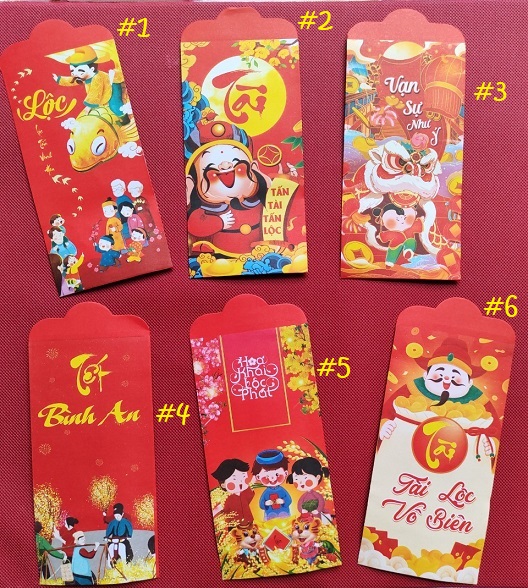 100 Bao lì xì 2022 tết nguyên đán màu đỏ may mắn hoạt hình đẹp dễ thương Cute Nhâm Dần GD546-LiXiDo