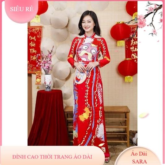 SÉT ÁO DÀI HỌA TIẾT KỲ LÂN IN 5D