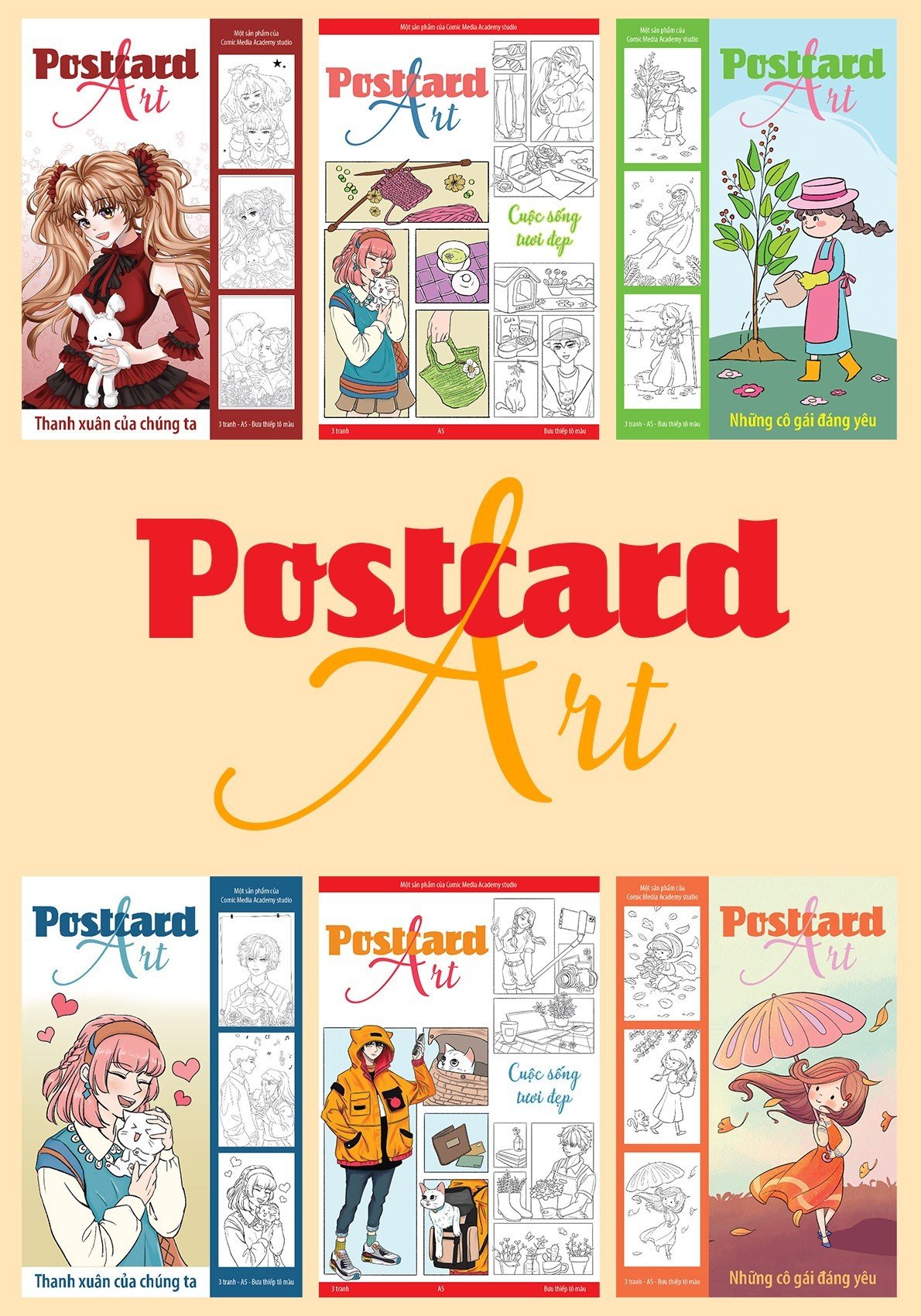 Postcard Art Tô Màu CMA Studio Giấy Mỹ Thuật 300Gsm Cao Cấp 10x15cm - Cuộc Sống Tươi Đẹp Mẫu 1