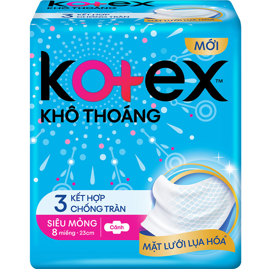 Băng Vệ Sinh Kotex Khô Thoáng Lưới Siêu Thấm - Siêu Mỏng Cánh 8