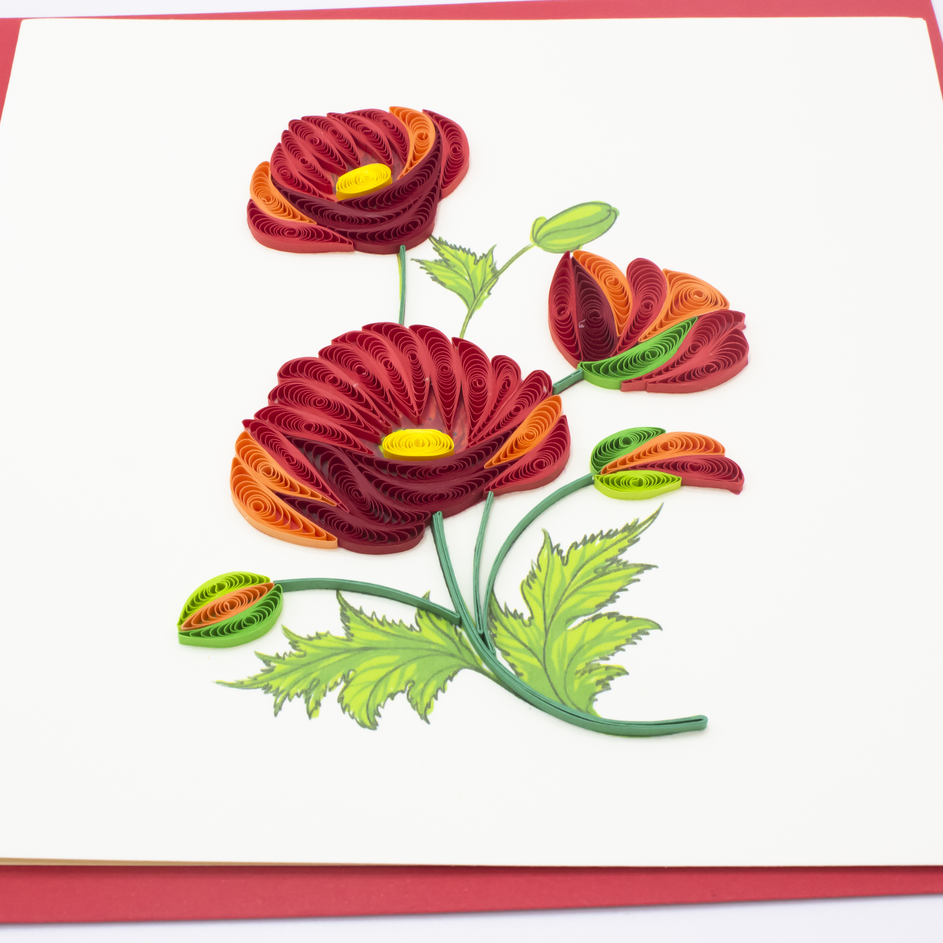 Thiệp Handmade - Thiệp Anh Túc (Poppy) nghệ thuật giấy xoắn (Quilling Card) - Tặng Kèm Khung Giấy Để Bàn - Thiệp chúc mừng sinh nhật, kỷ niệm, tình yêu, cảm ơn…