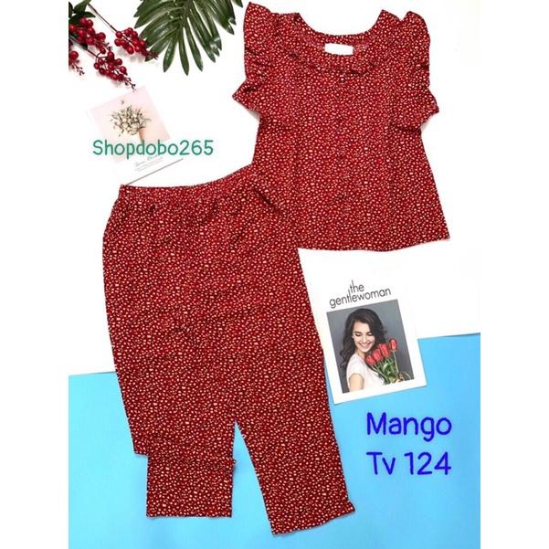 Đồ bộ nữ,đồ ngủ mặc nhà lửng 9 tấc vải lụa mango BL 55 họa tiết hoa nhí dễ thương size 47-60kg