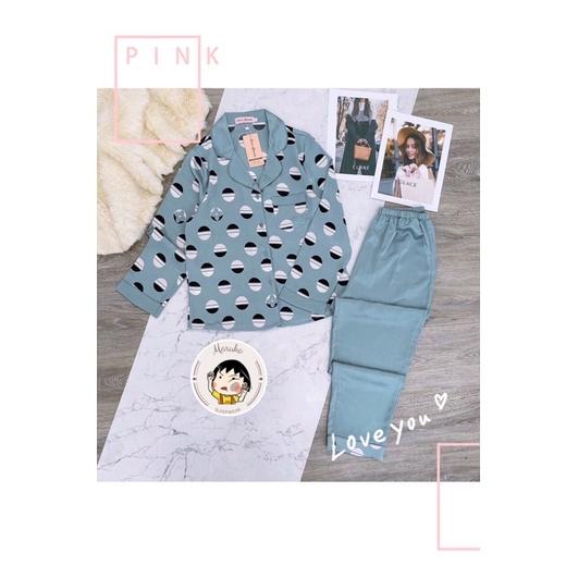 Đồ ngủ pijama lụa dài tay siêu xinh