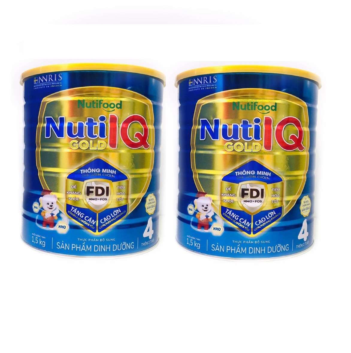 Bộ 2 Lon Sữa Bột Nutifood Nuti IQ Gold Step 4 (Từ 2 - 6 tuổi) - 1.5kg