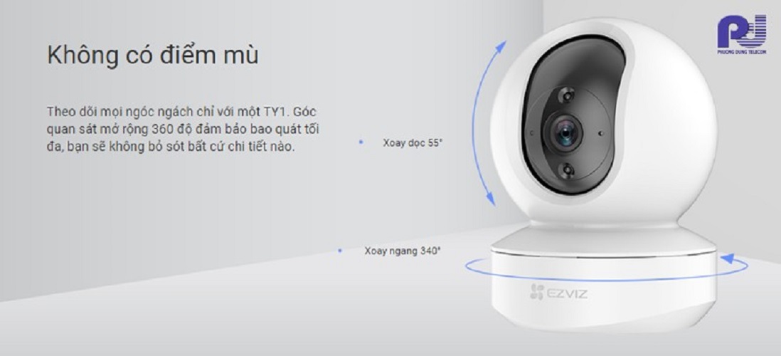 Camera IP Wifi 360 Độ 2.0MP Ezviz CS-TY1-B0-1G2WF (TY1 1080P)-hàng chính hãng