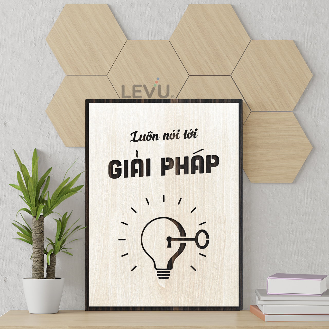 Tranh trang trí văn phòng LEVU LV131 "Luôn nói tới giải pháp"
