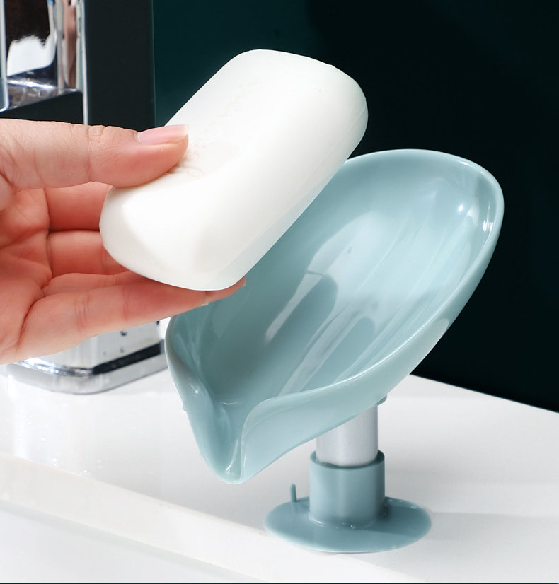 Khay Đựng Xà Phòng Thiết Kế Ráo Nước Hình Chiếc Lá Có Đế Hít