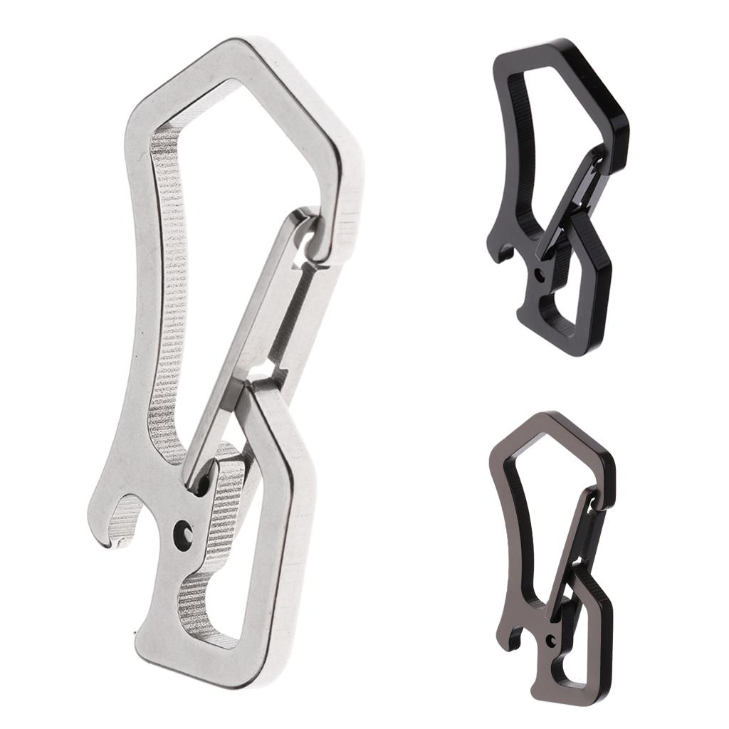 Anti Lost Keychain Carabiner Buckle Clip Keyring Bottle Opener Tools Silver