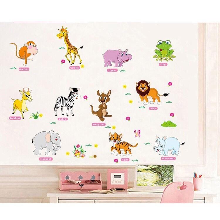 Decal dán tường Vườn thú tiếng anh 01