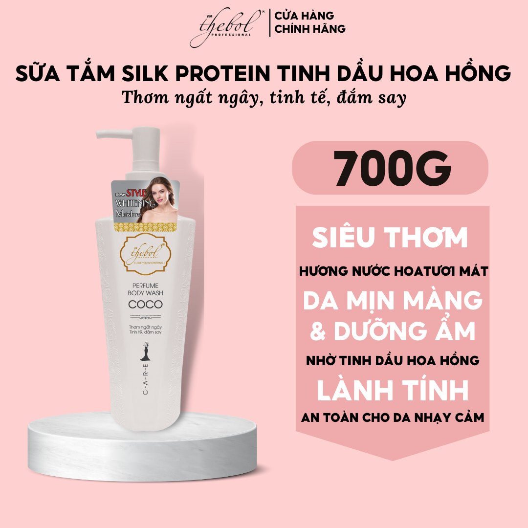 Sữa Tắm Dưỡng Thebol CCOO Siêu thơm Silk Protein Tinh Dầu Hương Nước Hoa Pháp Thơm Lâu 700gr Giúp Da Trắng Sáng Dưỡng Ẩm