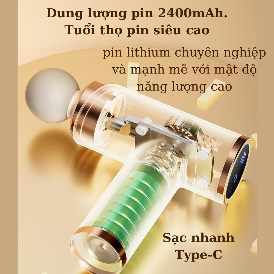 Súng Mát Xa Cầm Tay JOOU M80 Thư GIãn Sâu Làm Giảm Đau Cơ, Màn Hình LCD, 20 Tốc Độ, Biên Độ Sâu 80mm