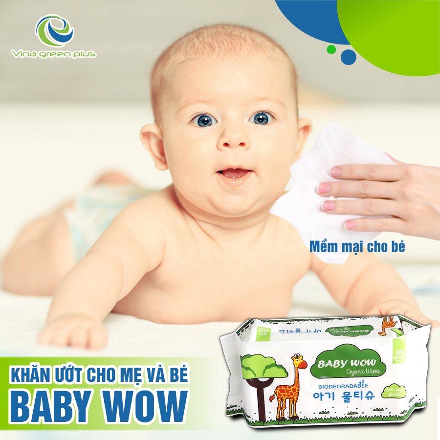 Combo 2 khăn ướt Organic 80 tờ không mùi Baby Wow