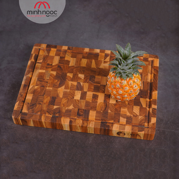 Thớt gỗ Teak Chef Studio hình chữ nhật, kích thước 28 x 40 x 3,5 cm - MSP10231. Dùng cắt, thái, khay trưng bày thực phẩm.