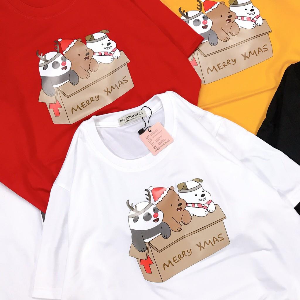 - Áo thun tay ngắn Be Yourself unisex size M L - 3 CON GẤU TRONG HỘP QUÀ NOEL